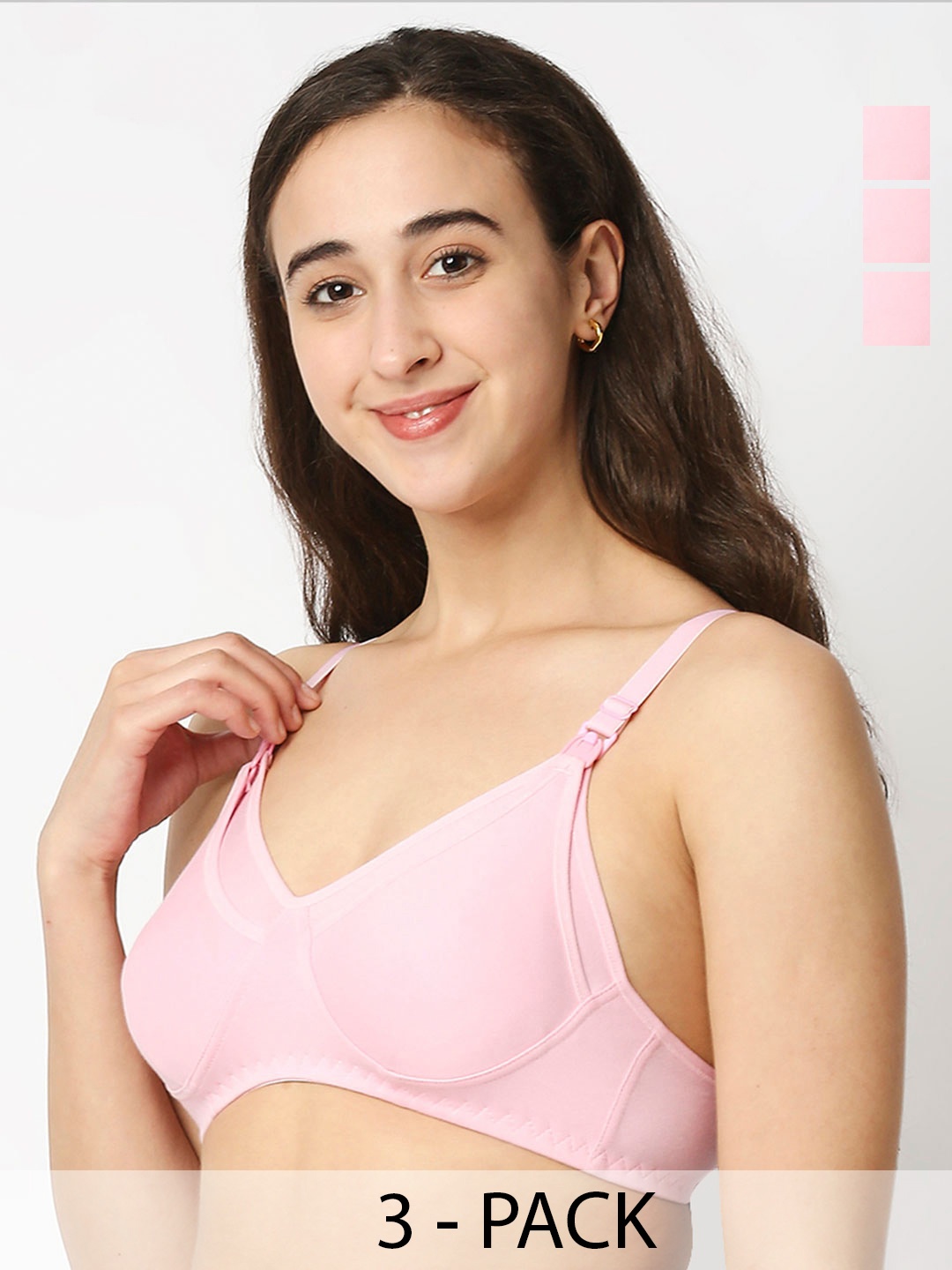 

Mee Mee Pack of 3 Non-Wired & Non-Padded Cotton Maternity Bra, Pink