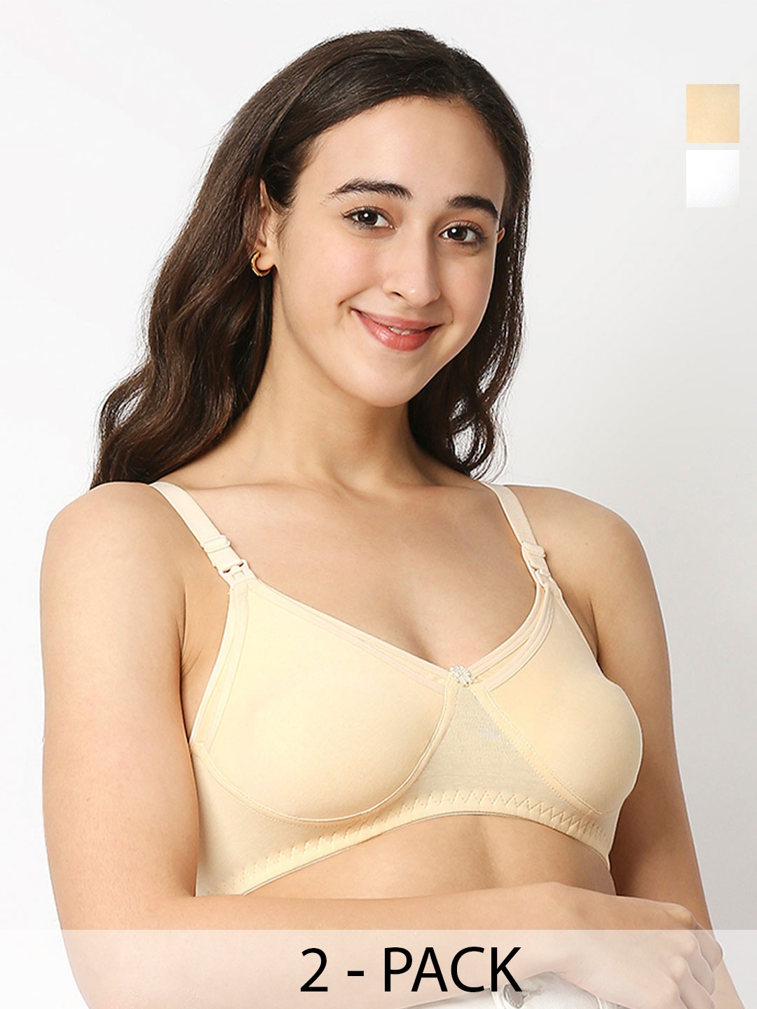 

Mee Mee Pack of 2 Non-Wired & Non-Padded Cotton Maternity Bra, White