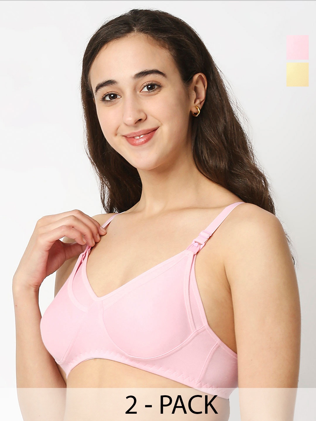 

Mee Mee Pack of 2 Non-Wired & Non-Padded Cotton Maternity Bra, Pink