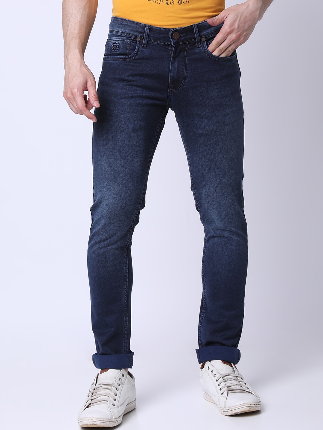 

Oxemberg Men Slim Fit Comfort Light Fade Jeans, Navy blue