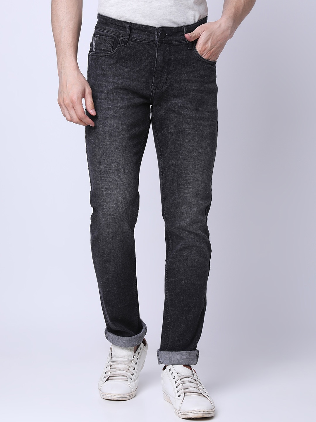 

Oxemberg Men Slim Fit Comfort Light Fade Jeans, Charcoal