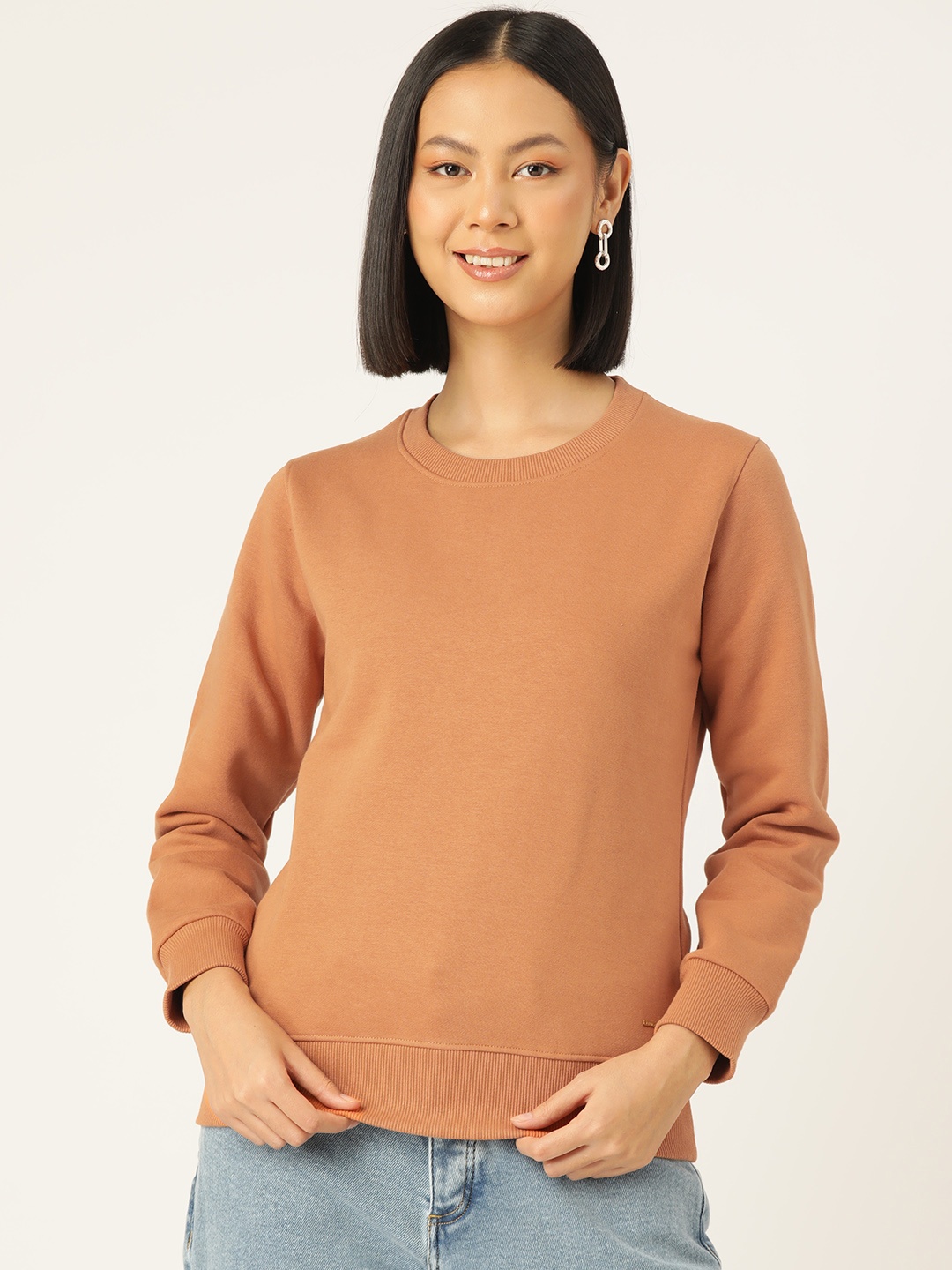 

FEMEA Women Solid Pullover Sweatshirt, Mustard