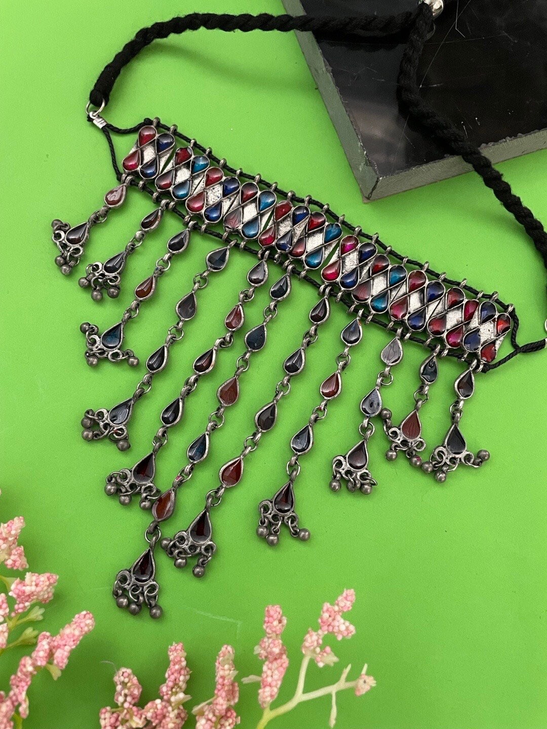 

Digital Dress Room Silver-Plated Brass Oxidised Choker Necklace