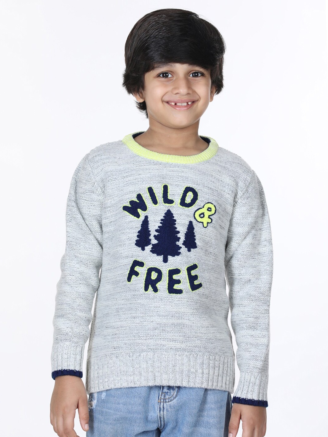 

Wingsfield Boys Embroidered Pullover Sweater, Grey