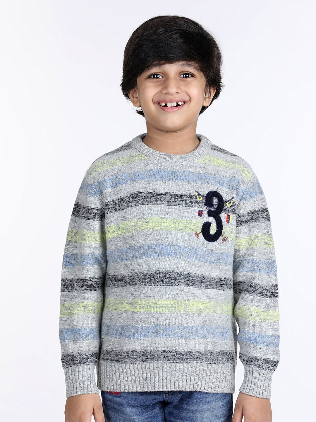 

Wingsfield Boys Self Design Round Neck Pullover Sweater, Grey