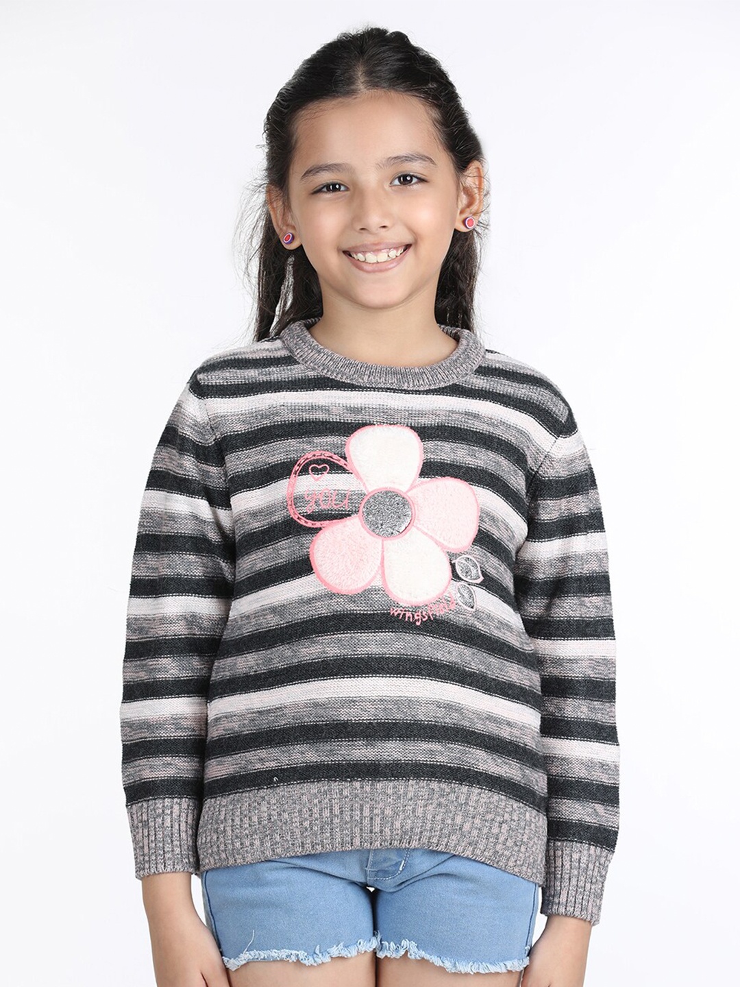 

Wingsfield Girls Embroidered Pullover Sweater, Charcoal