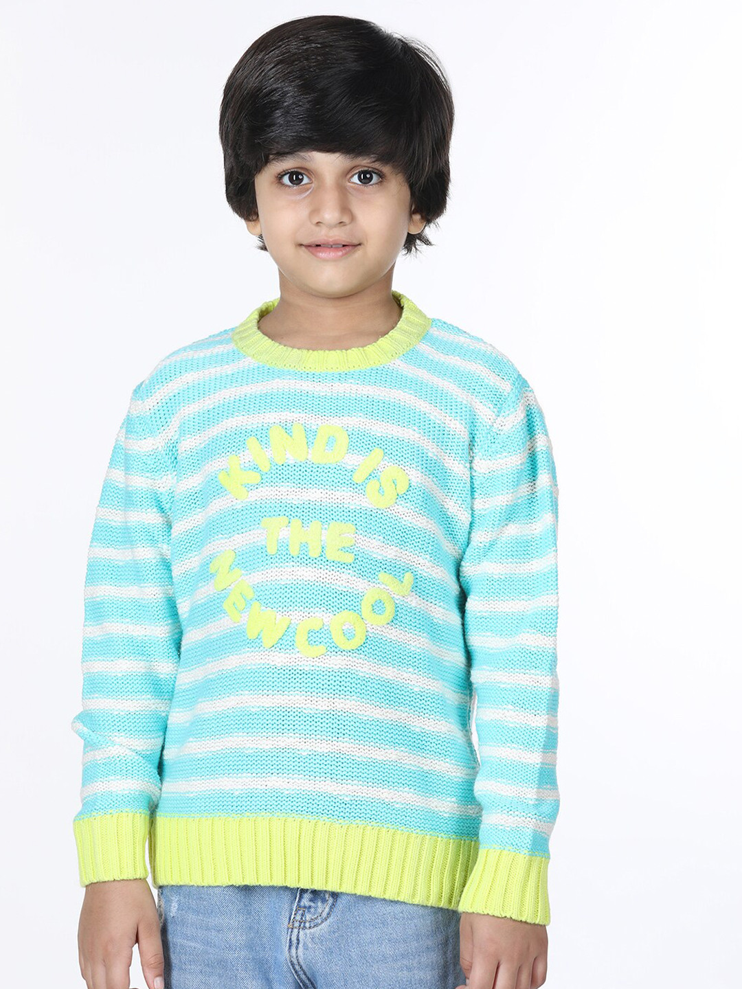 

Wingsfield Boys Self Design Acrylic Pullover, Sea green