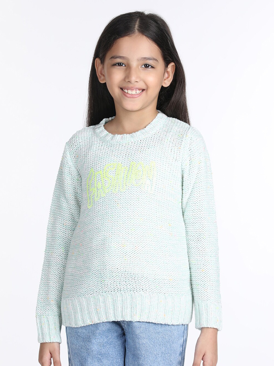 

Wingsfield Girls Self Design Acrylic Pullover, Sea green