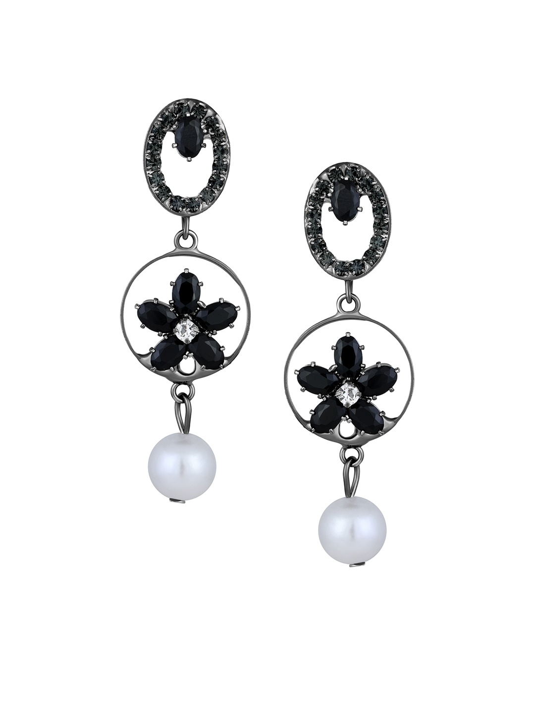 

Mahi Rhodium-Plated Contemporary Drop Earrings, Silver