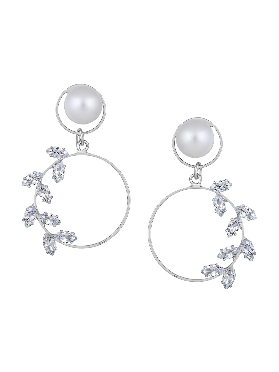 

Mahi Rhodium-Plated Contemporary Drop Earrings, Silver
