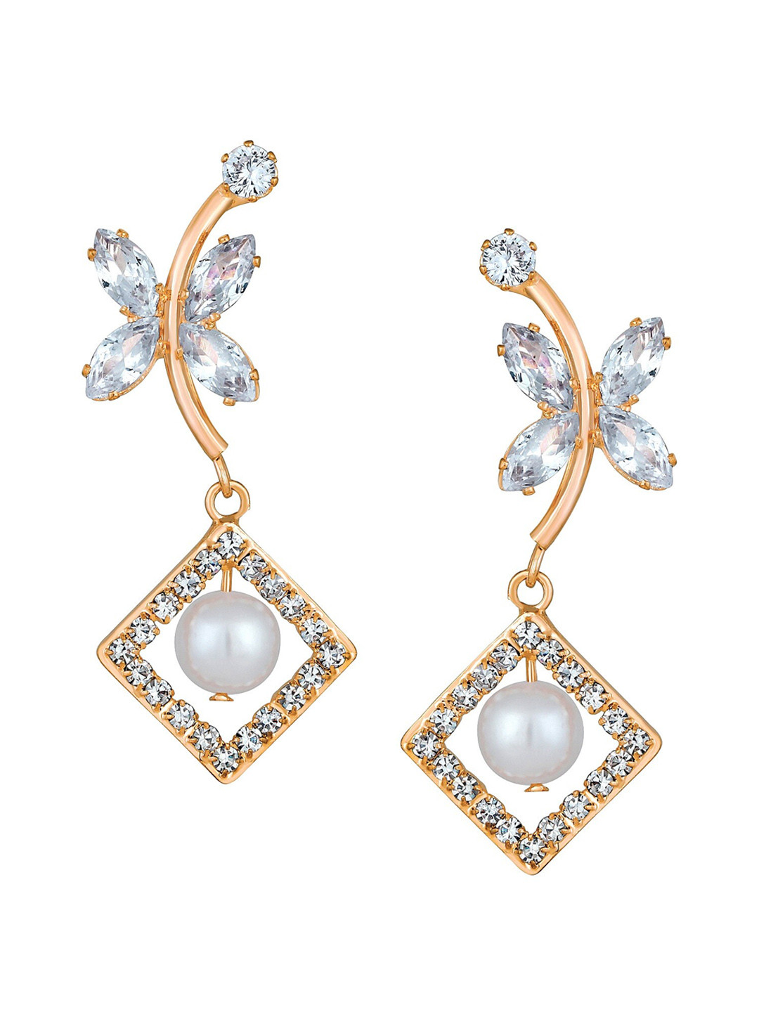 

Mahi Rose Gold-Plated Contemporary Drop Earrings