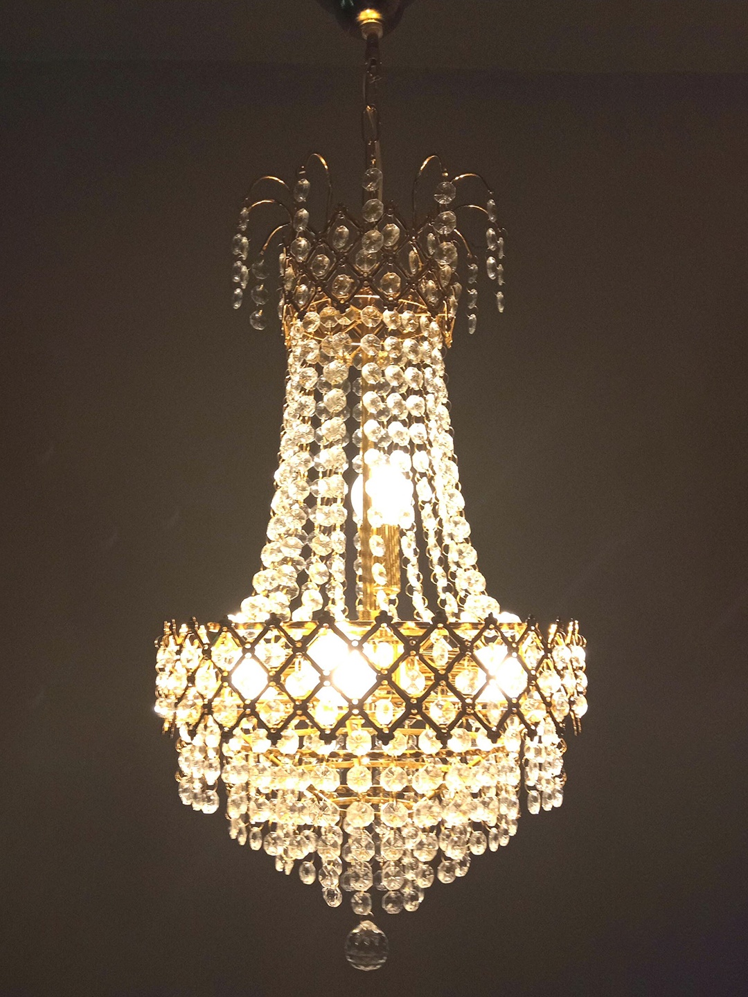 

SHRI MAHAL ANTIQUES Crystal Chandelier Ceiling Lamp, Gold