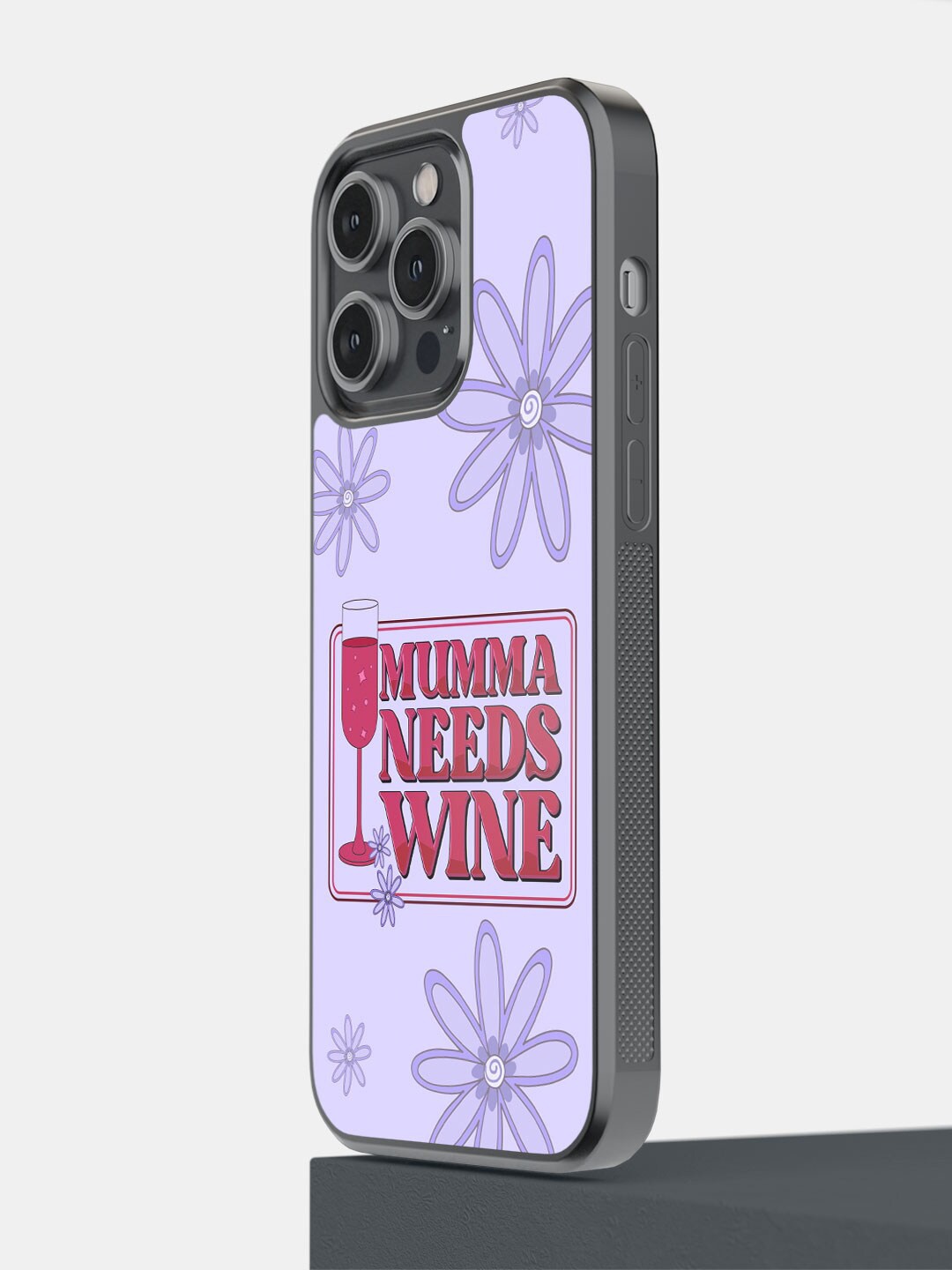 

macmerise Printed Mumma Needs Wine iPhone 14 Pro Max Phone Bumper Case Cover, Purple