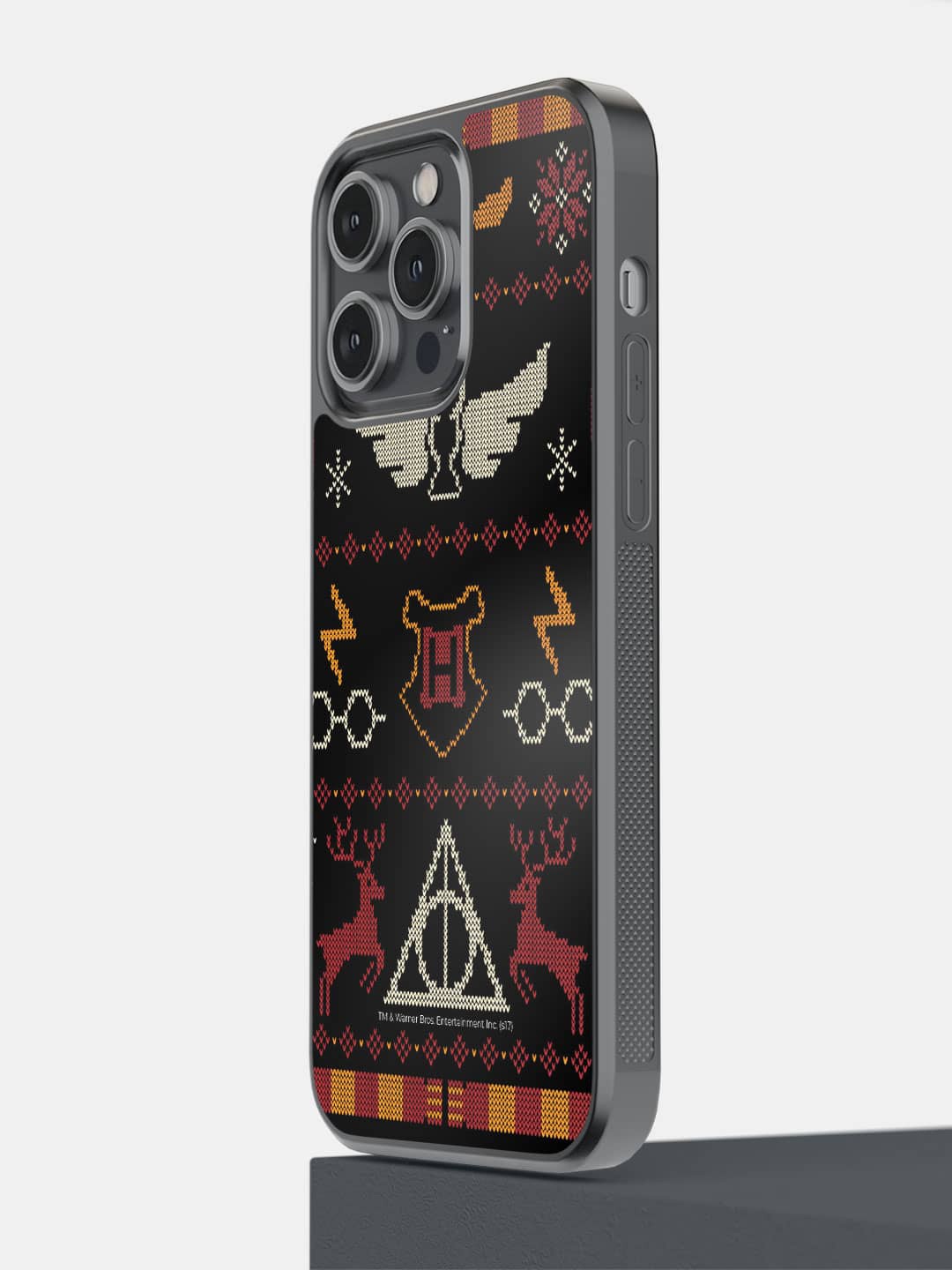 

macmerise Harry Potter Christmas Pattern iPhone 14 Pro Max Bumper Case Cover, Black