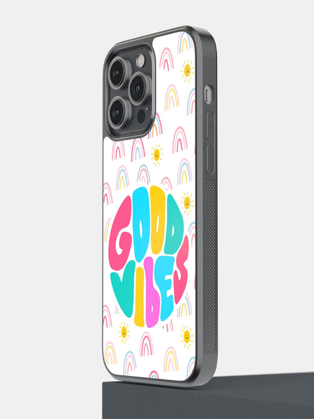 

macmerise Good Vibes Printed iPhone 14 Pro Max Bumper Case Cover, White