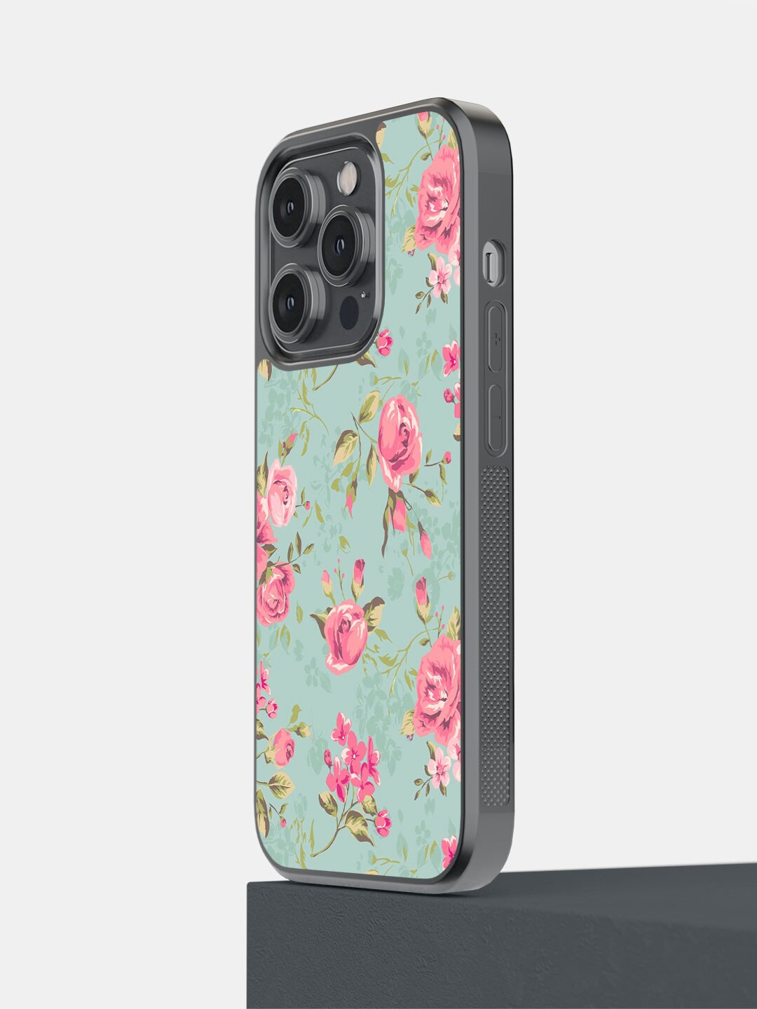 

macmerise Floral Printed IPhone 14 Pro Bumper Case, Teal