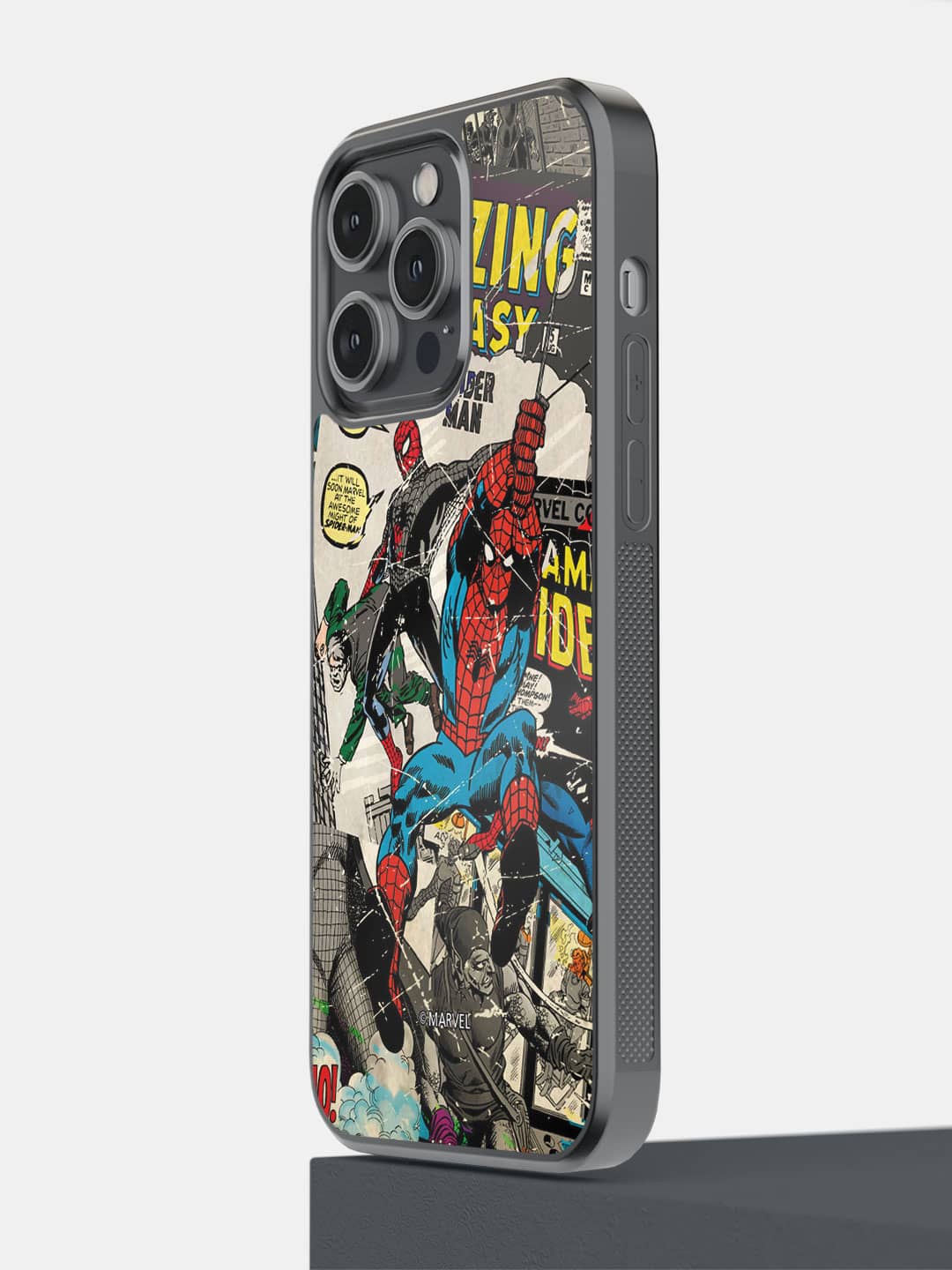 

macmerise Comic Spidey iPhone 14 Pro Max Bumper Case Cover, Grey
