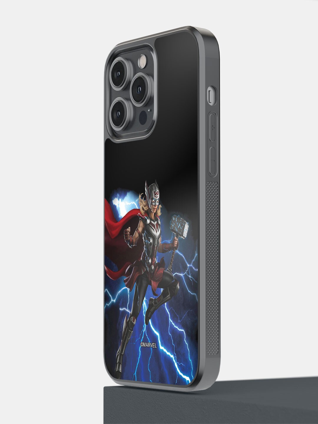 

macmerise Mighty Thor Attack Printed iPhone 14 Pro Max Phone Bumper Case, Black