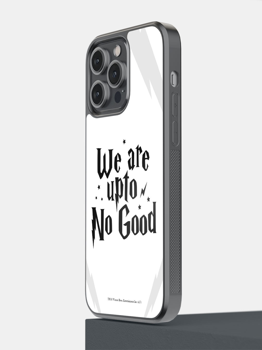 

macmerise We Are Upto No Good Printed iPhone 14 Pro Max Bumper Case Cover, White