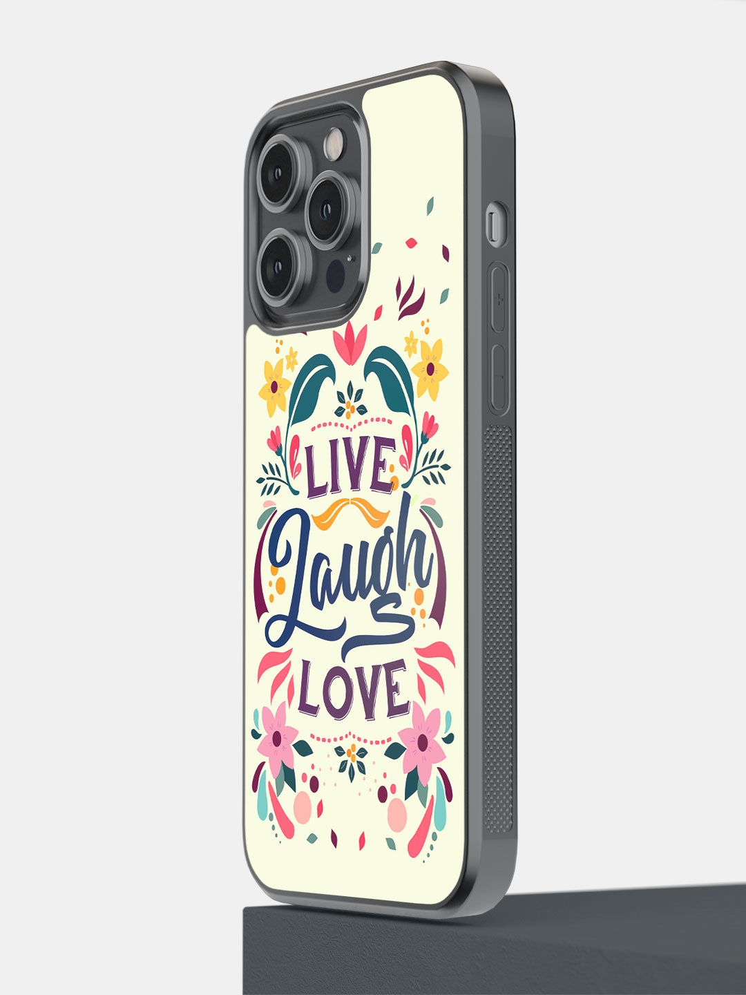 

macmerise Live Laugh Love Printed iPhone 14 Pro Max Phone Bumper Case, Cream