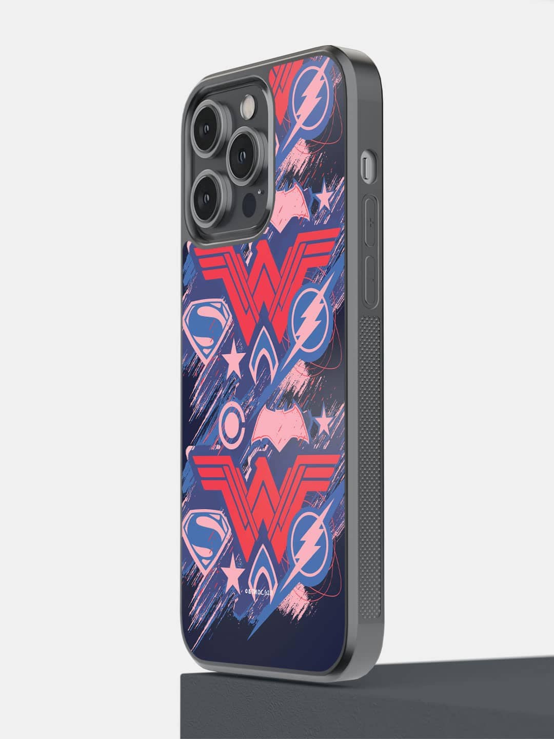 

macmerise JL Scribbled Logos iPhone 14 Pro Max Bumper Case Cover, Blue