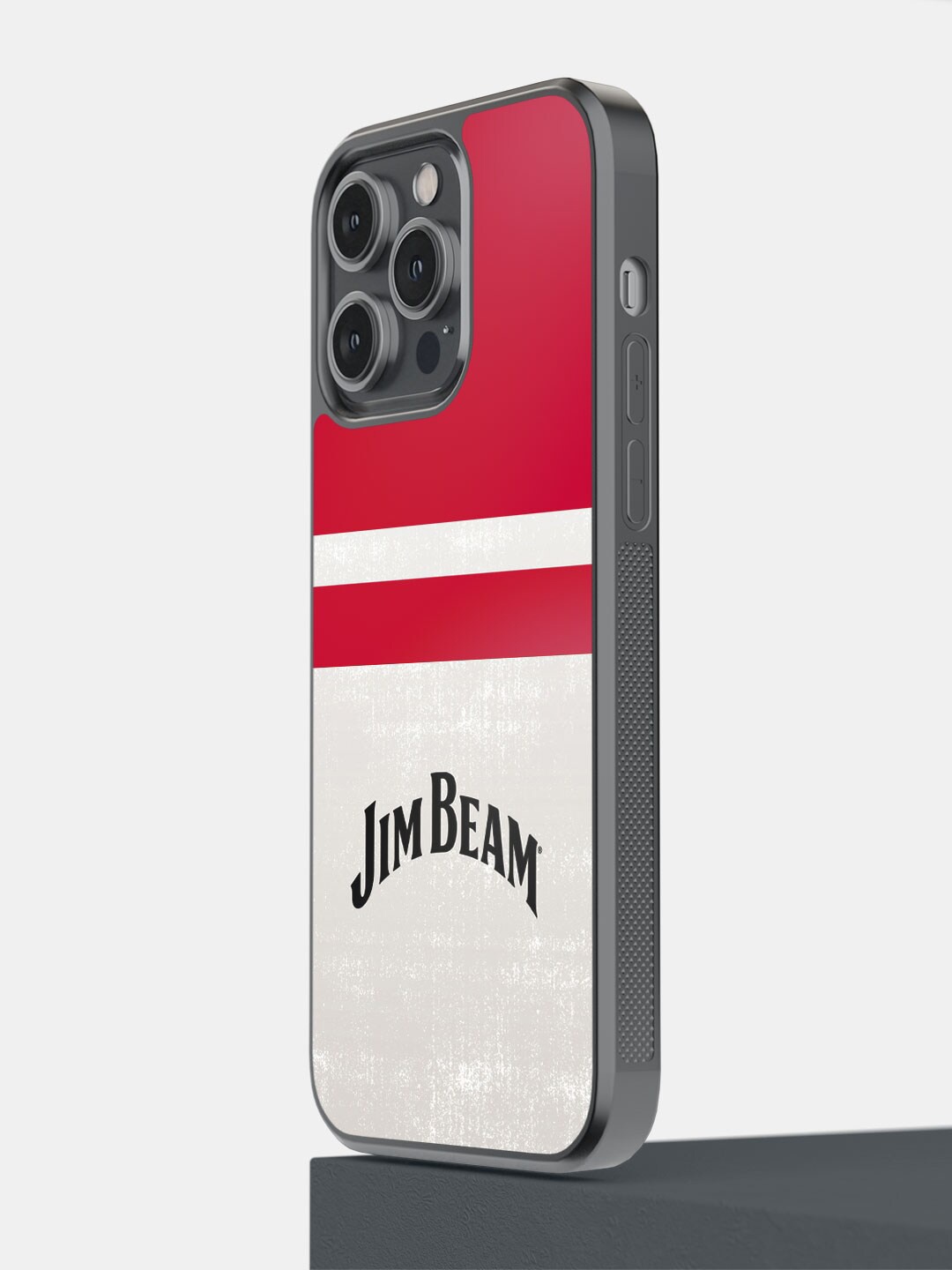 

Macmerise Jim Beam White Stripes Printed iPhone 14 Pro Glossy Finish Max Bumper Case, Red