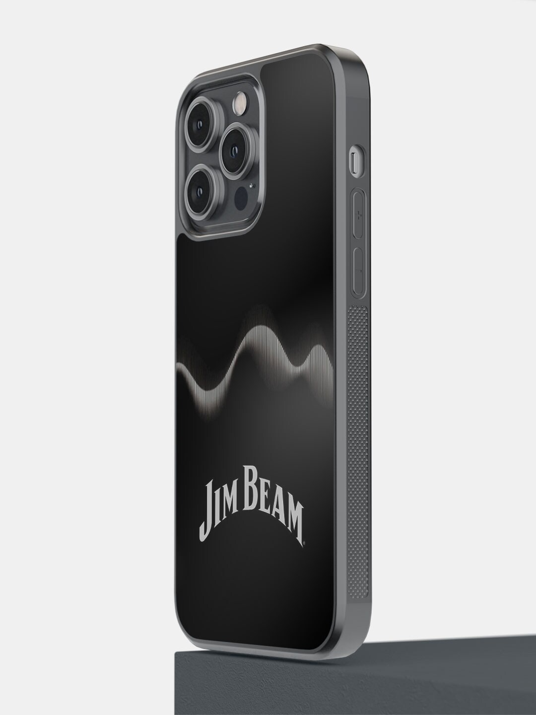 

macmerise Printed Jim Beam Sound Waves iPhone 14 Pro Max Phone Bumper Case, Black