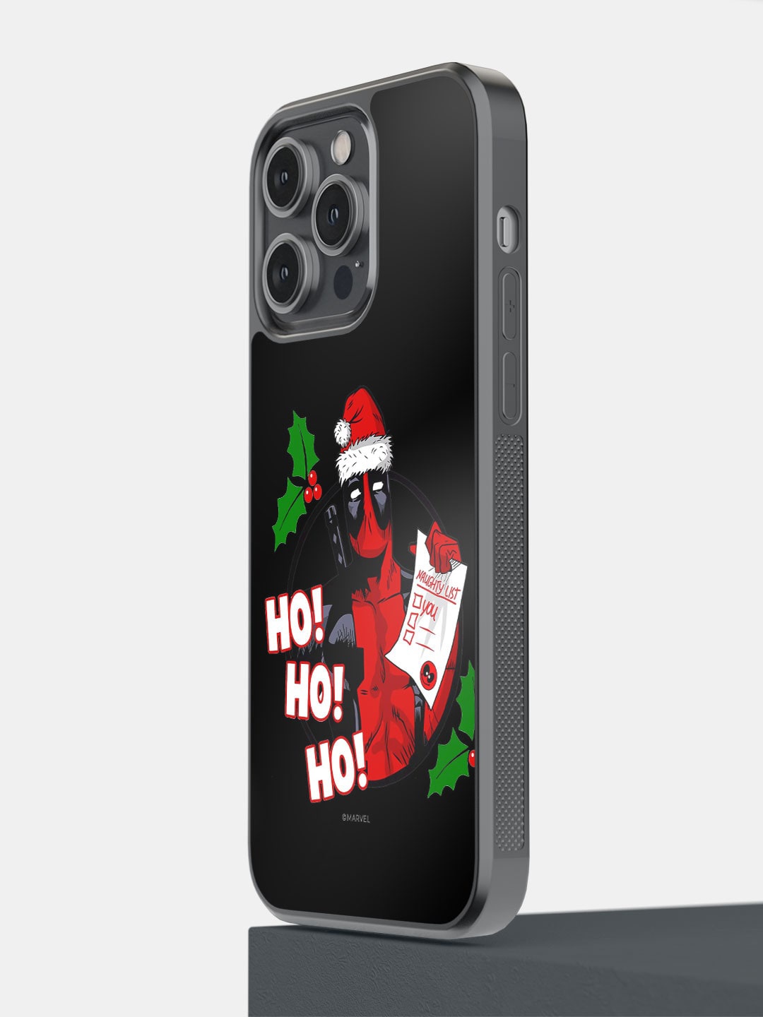 

macmerise Printed Deadpool Santa iPhone 14 Pro Max Phone Bumper Case, Black