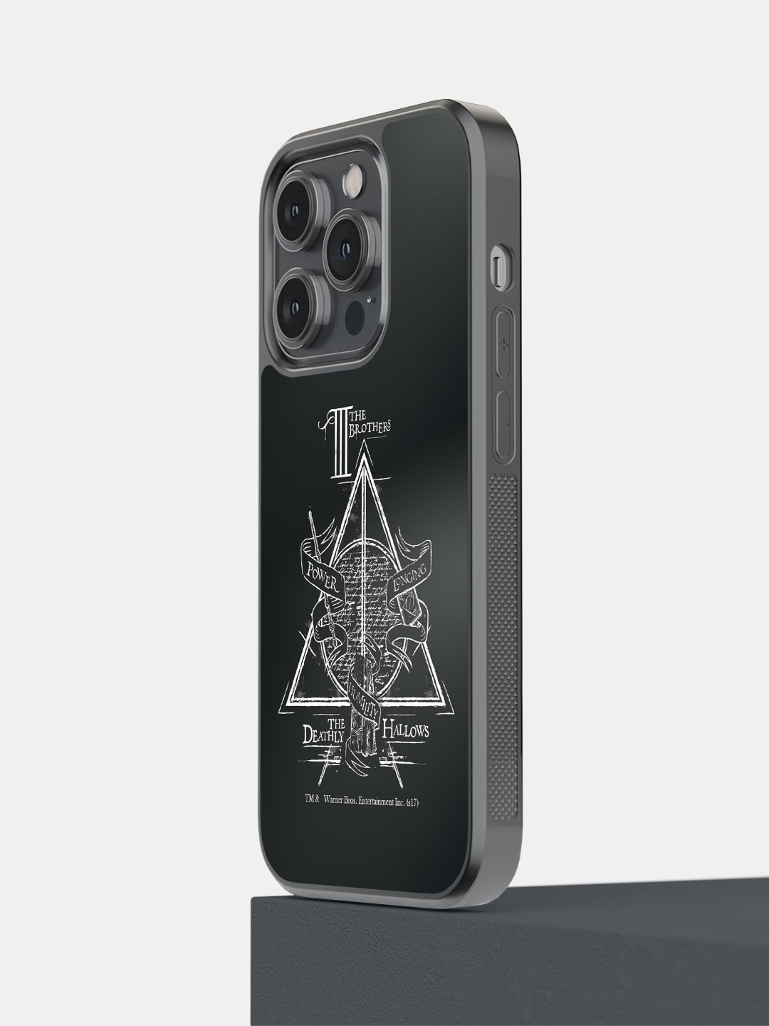 

macmerise The Deathly Hallows Printed iPhone 14 Pro Bumper Case Cover, Black