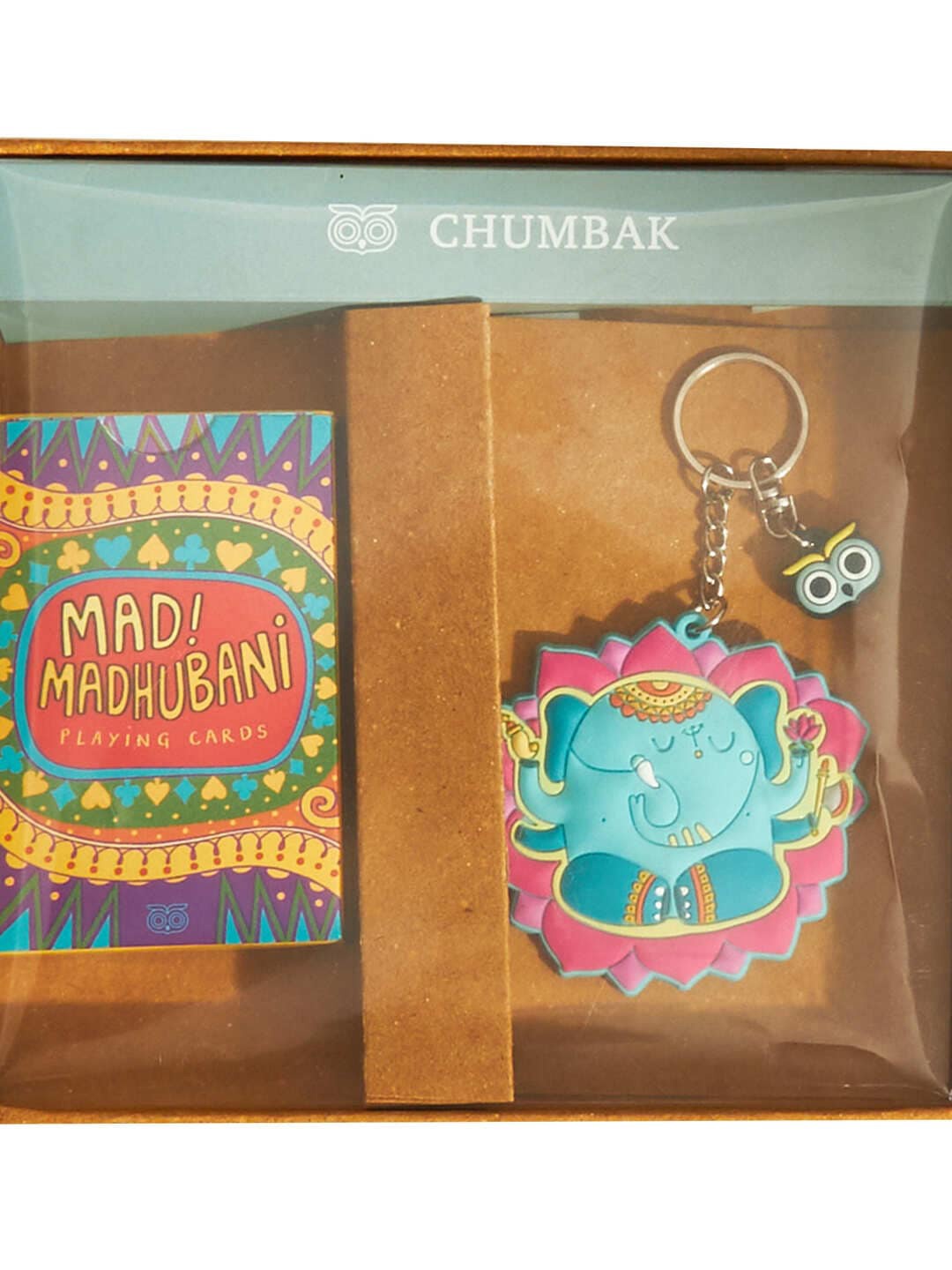 

Chumbak Yellow & Blue Champak Playing Card & Key Chain Diwali Gift Box