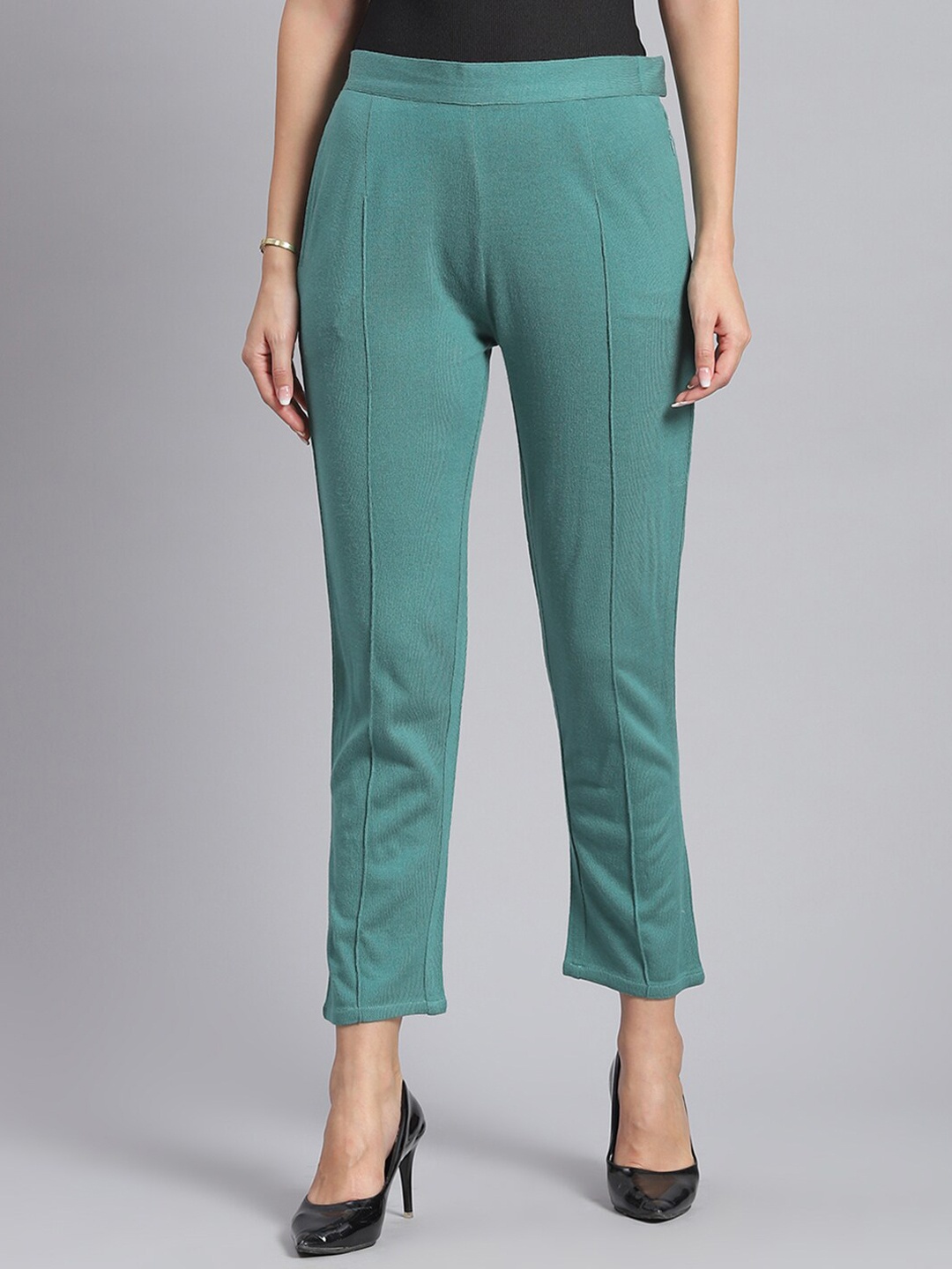 

Monte Carlo Women Self Design Trouser, Green