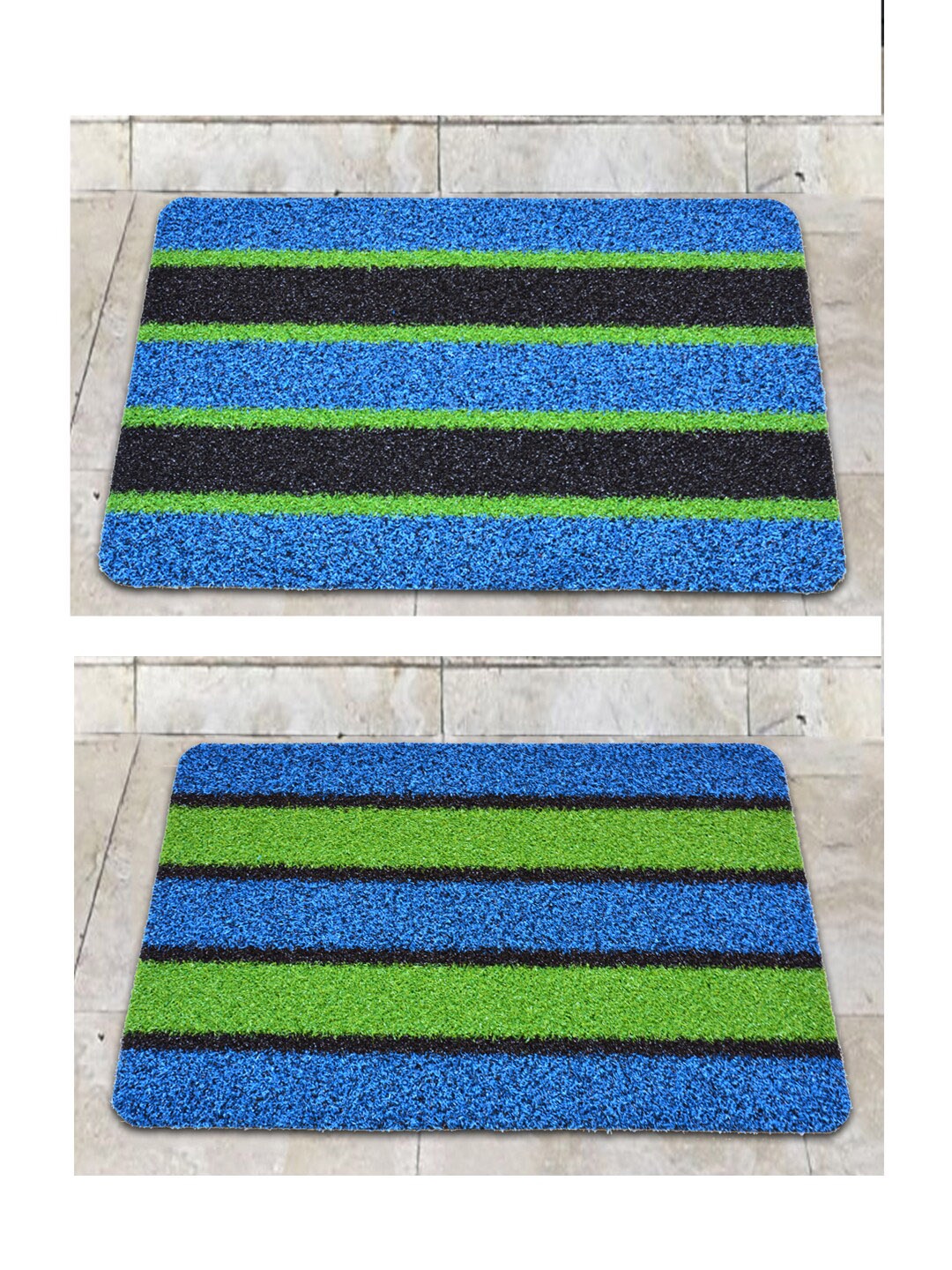 

Athom Living Green & Blue 2-Pieces Self-Designed Anti-Skid Doormats