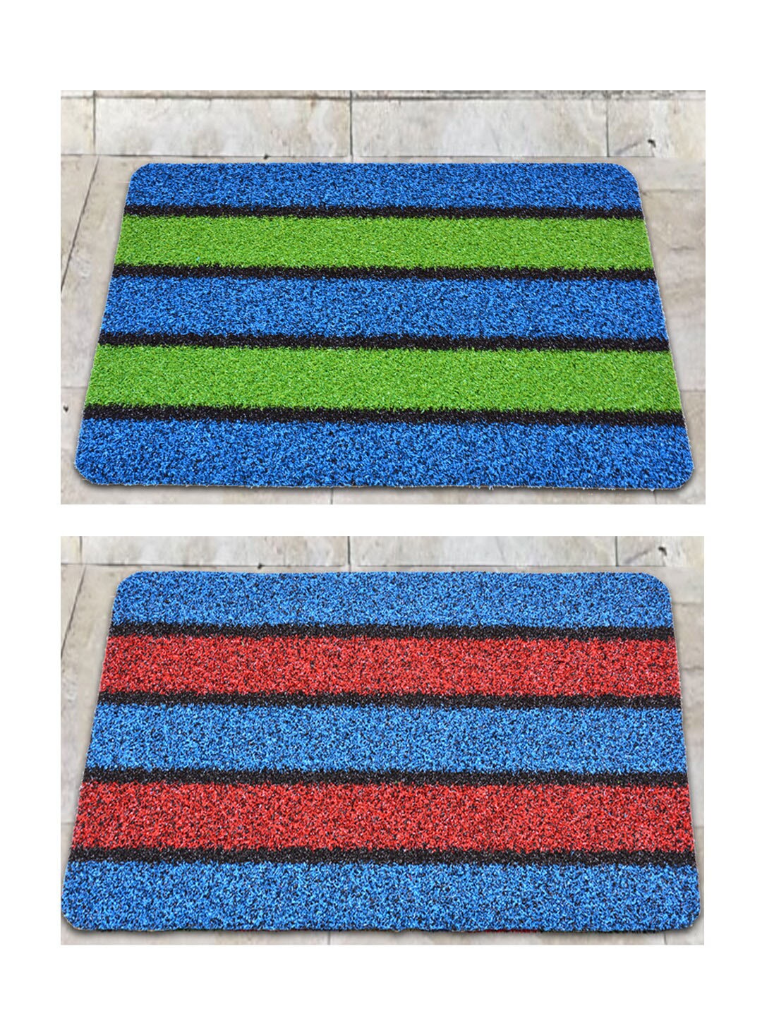 

Athom Living 2 Pcs Red and Green Striped Anti-Skid Doormats