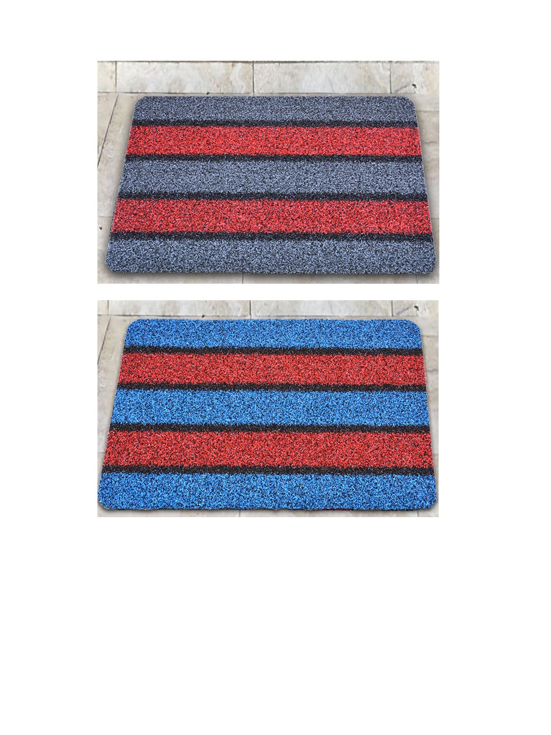 

Athom Living 2 Pcs Blue & Red Striped Anti Slip Doormats