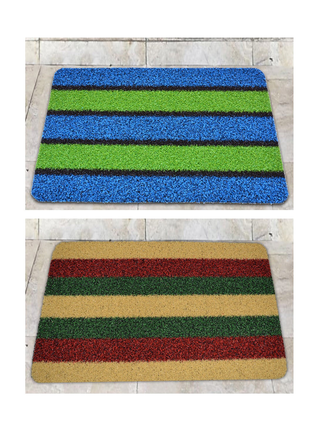 

Athom Living Blue & Red 2 Pieces Striped Anti Slip Doormats