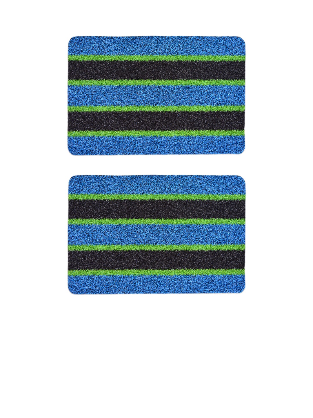 

Athom Living Blue & Black 2 Pieces Striped Anti-Slip Doormats
