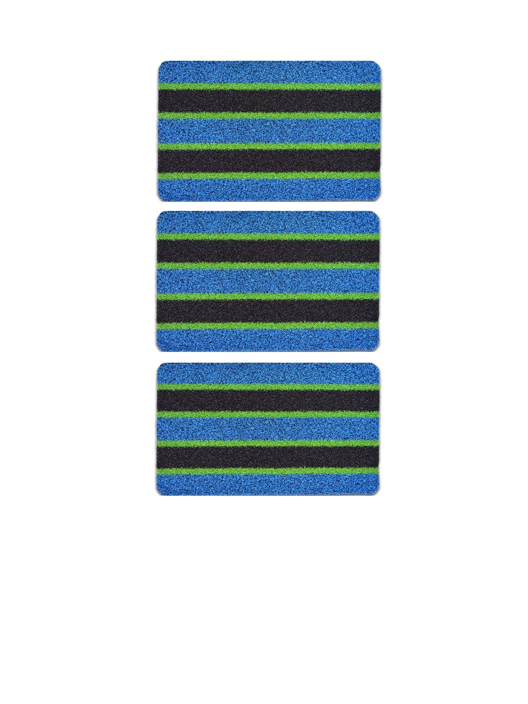 

Athom Living Blue & Black 3 Pieces Striped Anti-Slip Doormats