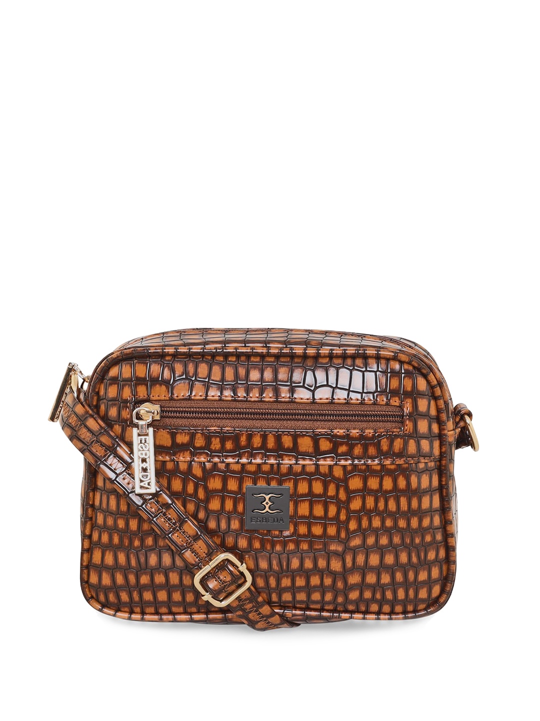 

ESBEDA Textured PU Structured Sling Bag With Cut Work, Tan