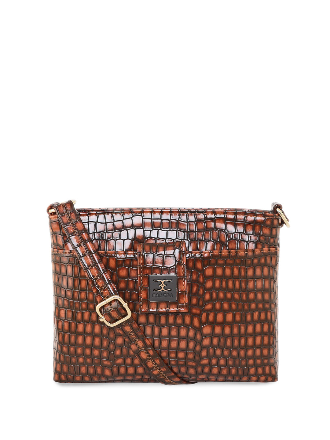 

ESBEDA PU Textured Structured Sling Bag, Rust