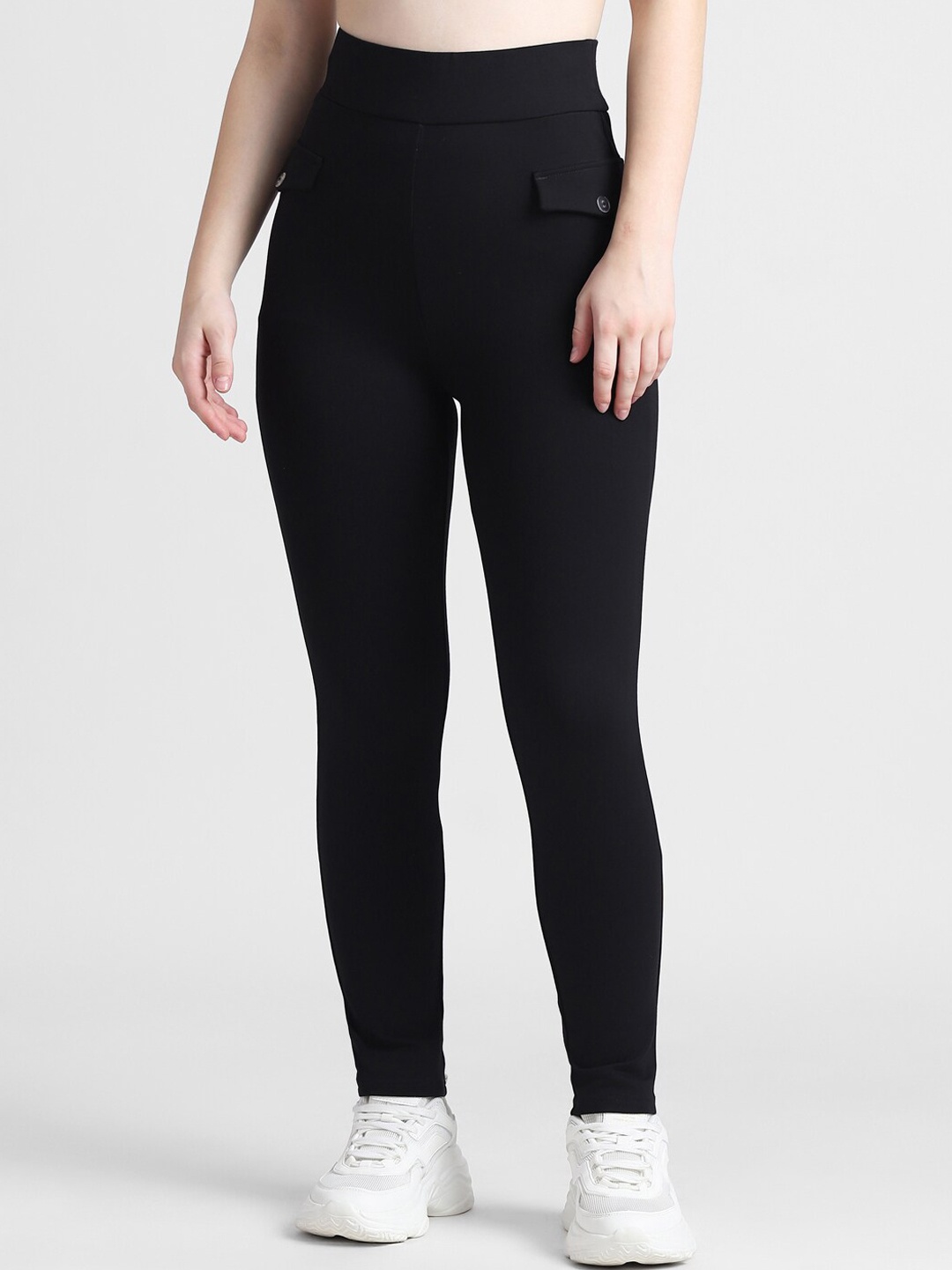 

ONLY Women Skinny Fit High-Rise Cotton Trousers, Black