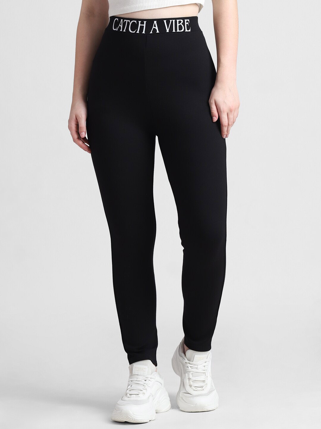 

ONLY Women Skinny Fit High-Rise Cotton Trousers, Black