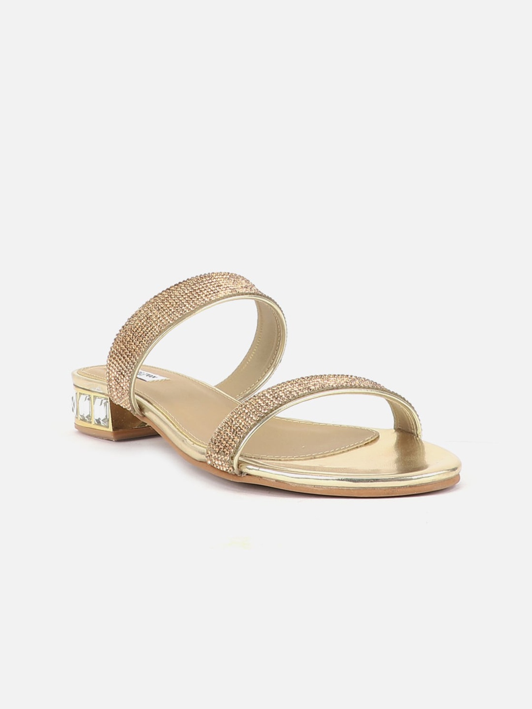 

Carlton London Embellished Two Strap Block Heels, Gold