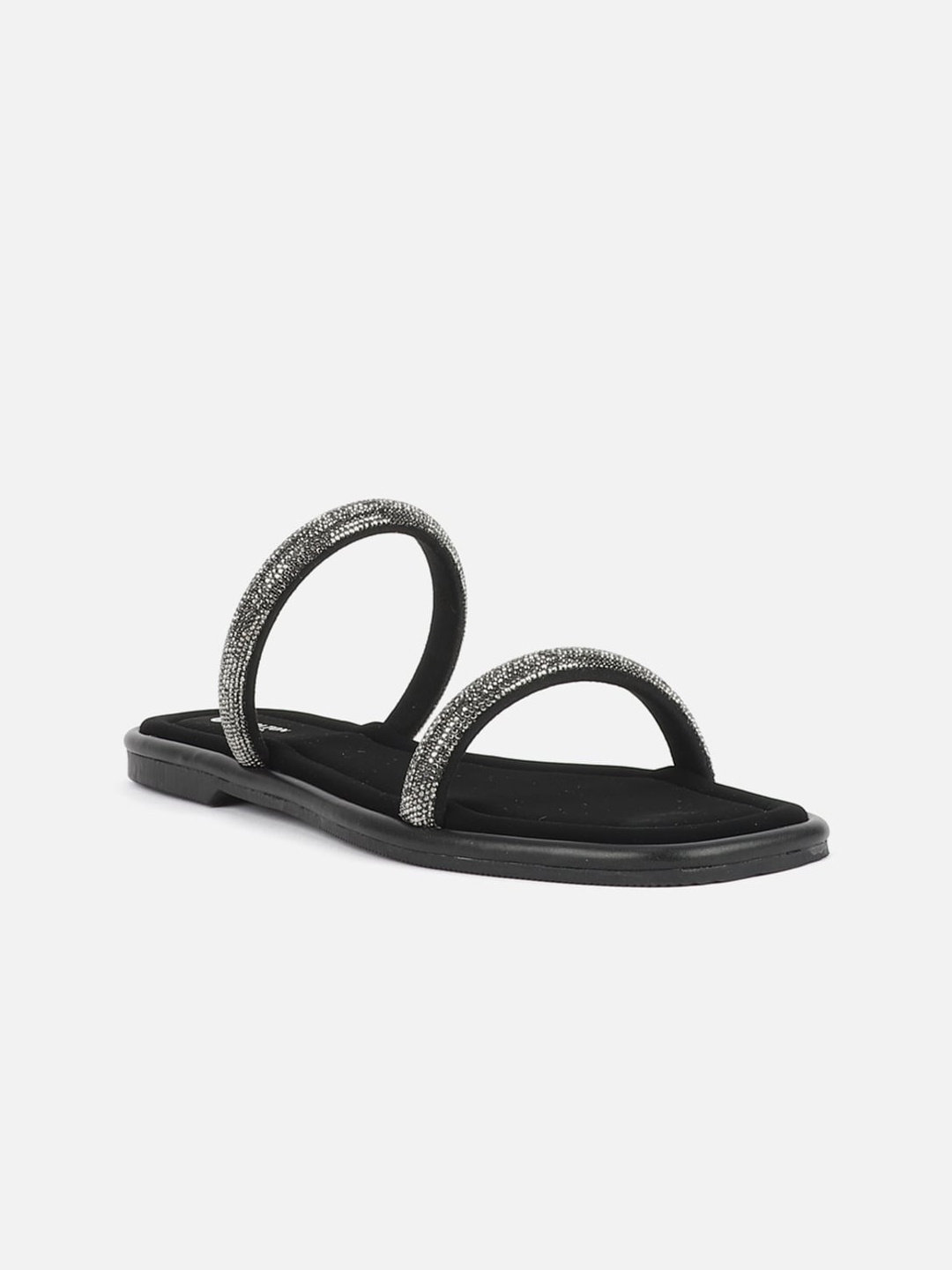 

Carlton London Embellished Two Strap Open Toe Flats, Black
