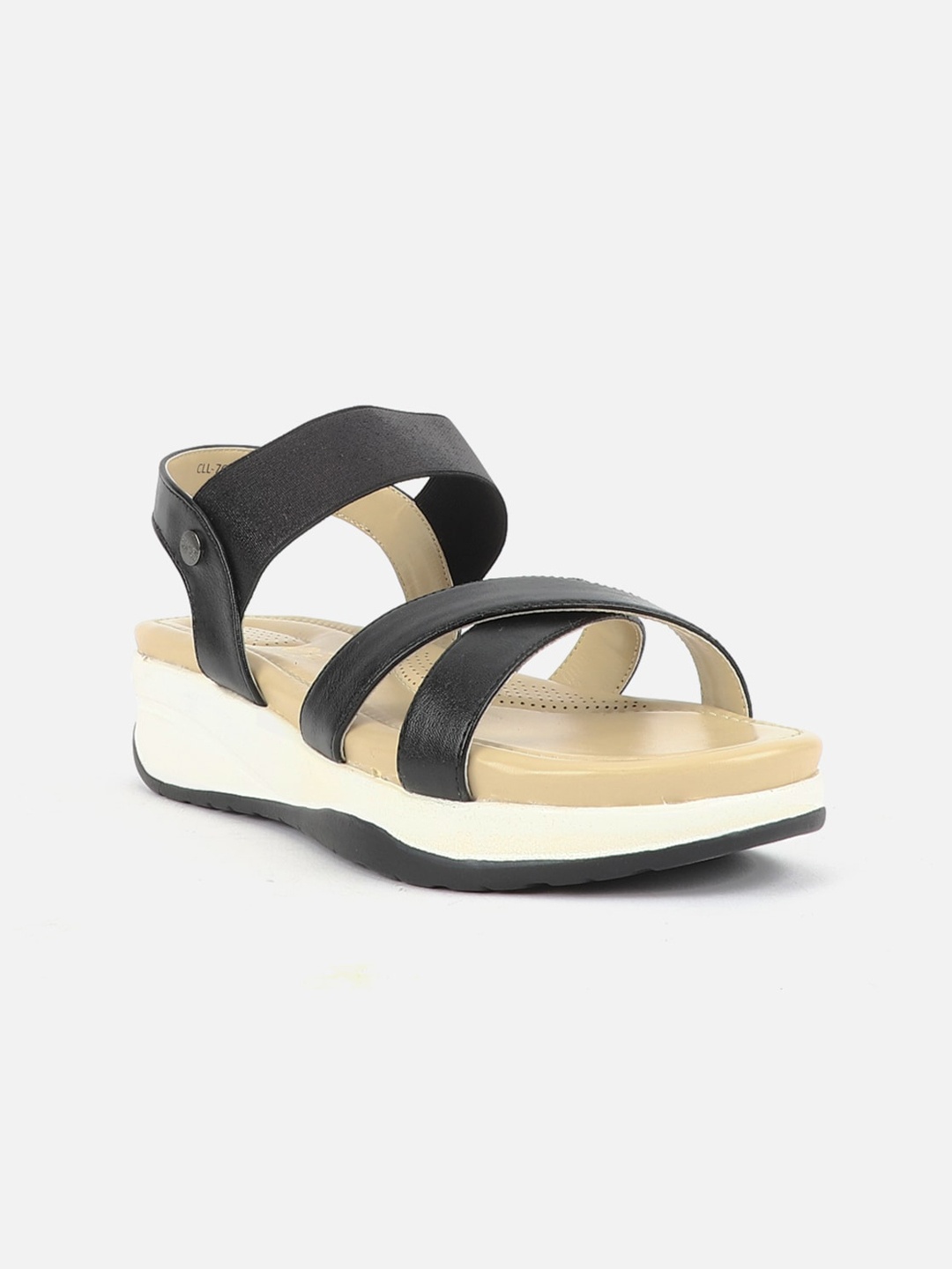 

Carlton London Cross Strap Open Toe Flatform Heels With Backstrap, Black