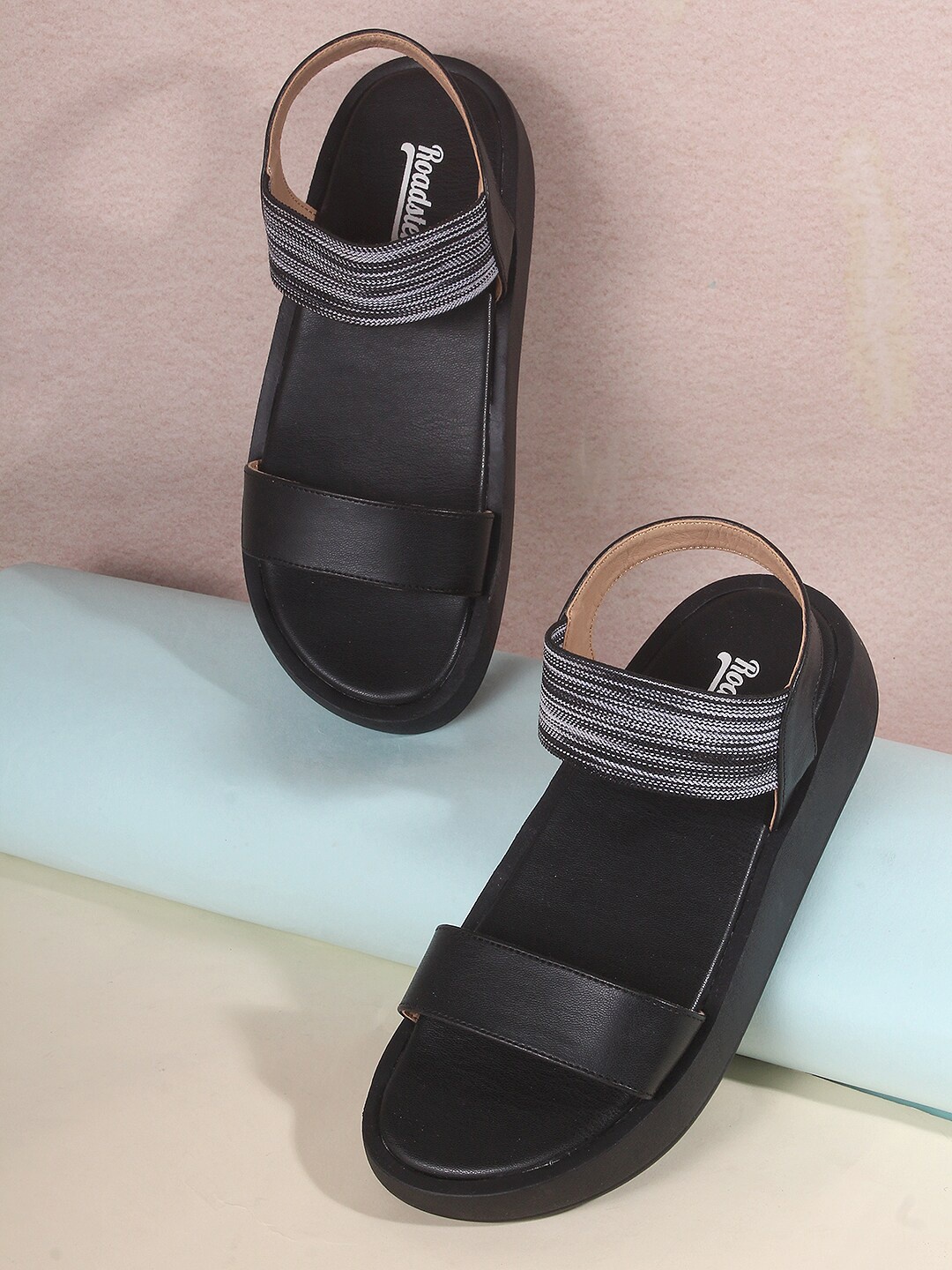 

The Roadster Lifestyle Co. Black Open Toe Flatform Heels