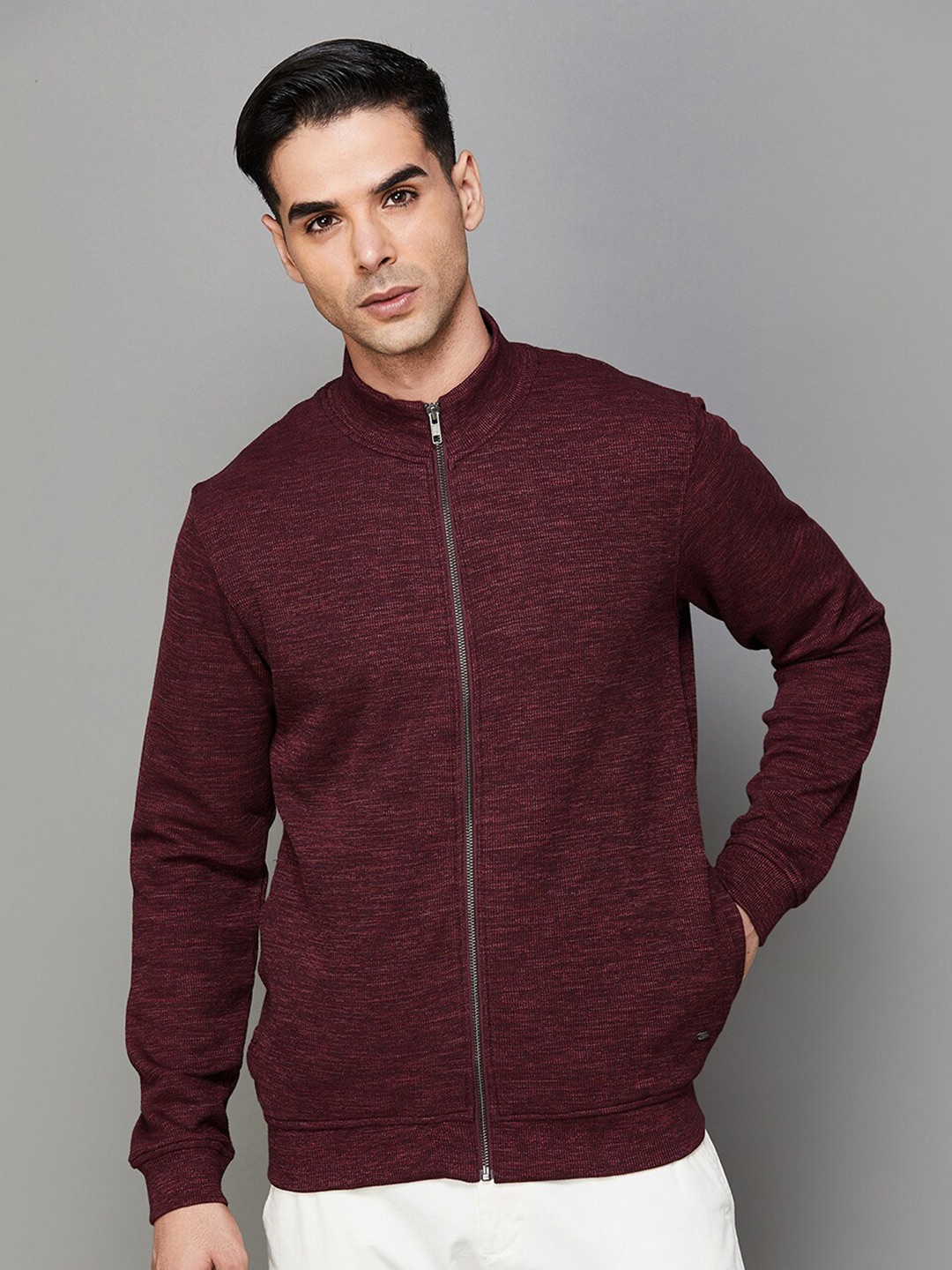 

CODE by Lifestyle Long Sleeves Front-Open Sweatshirt, Purple