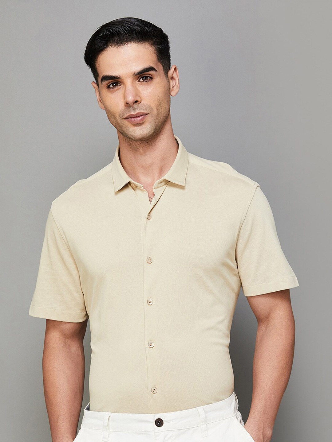 

CODE by Lifestyle Regular Fit Cotton Classic Casual Shirt, Beige