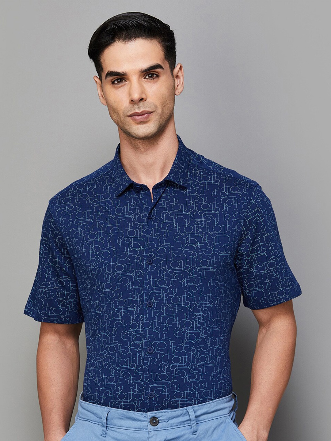 

CODE by Lifestyle Printed Classic Casual Shirt, Blue