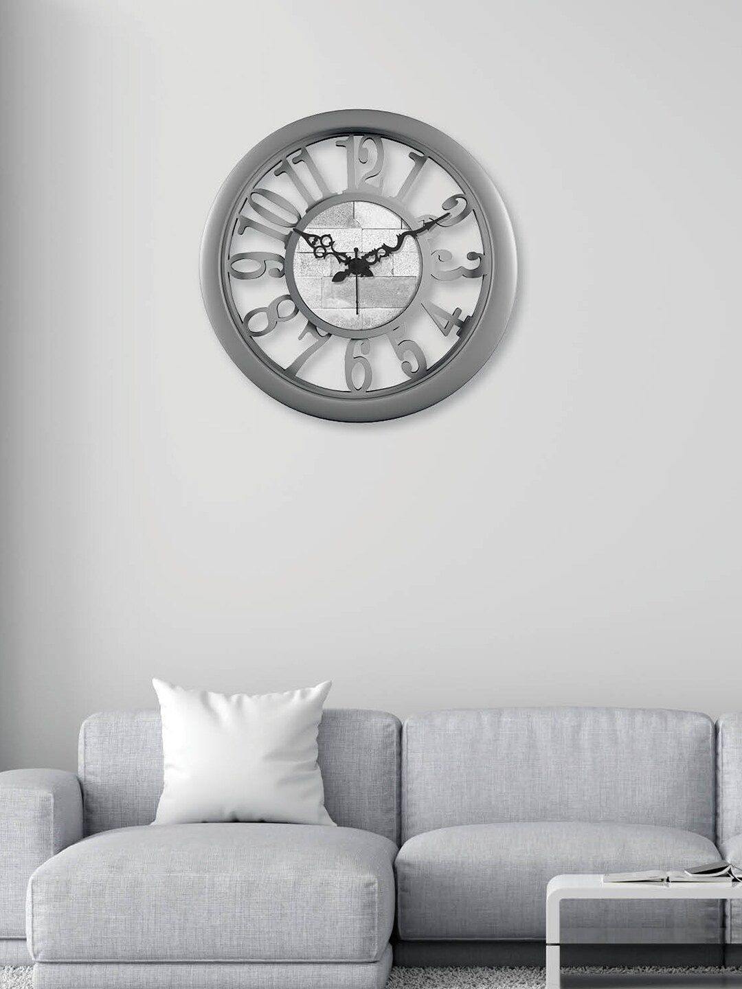 

RANDOM Grey & White Printed Contemporary Wall Clock