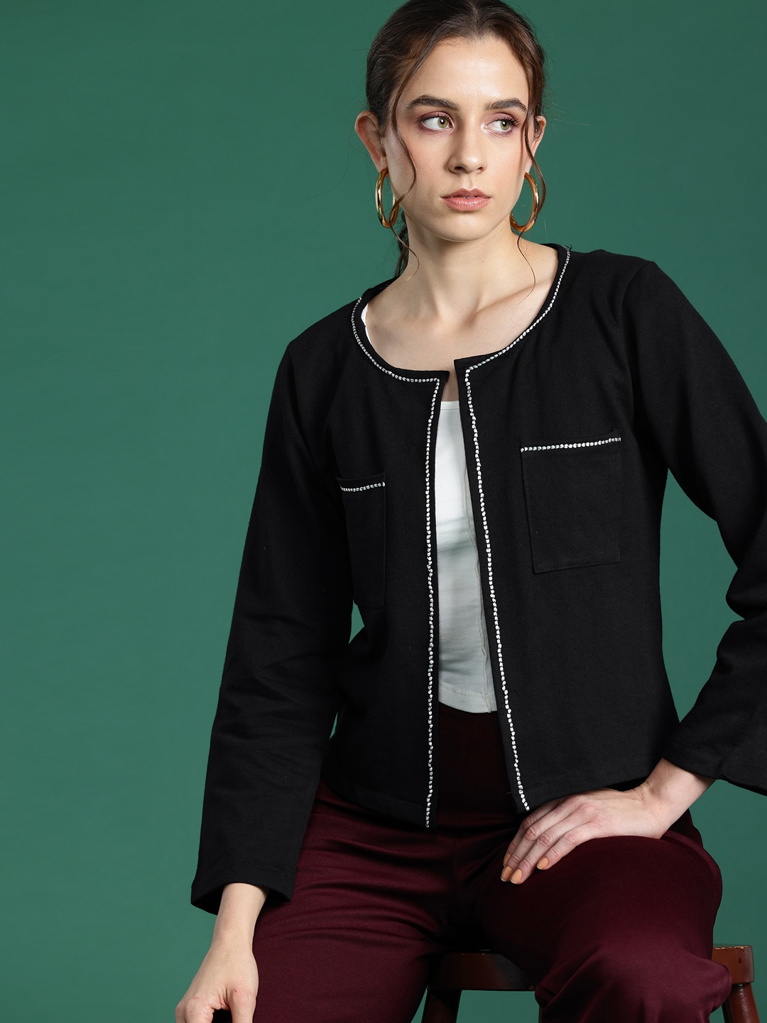 

DressBerry Women Lightweight Open Front Jacket, Black